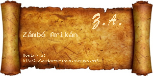 Zámbó Arikán névjegykártya